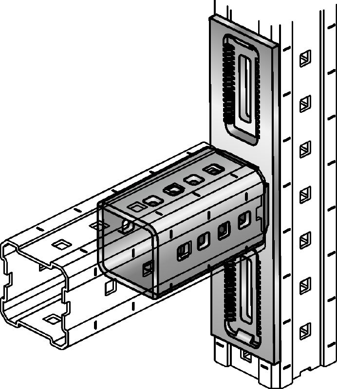 Συνδετήρας MIC-L Συνδετήρας γαλβανισμένος με εμβάπτιση εν θερμώ (HDG) για τη στερέωση καναλιών MI κάθετα μεταξύ τους