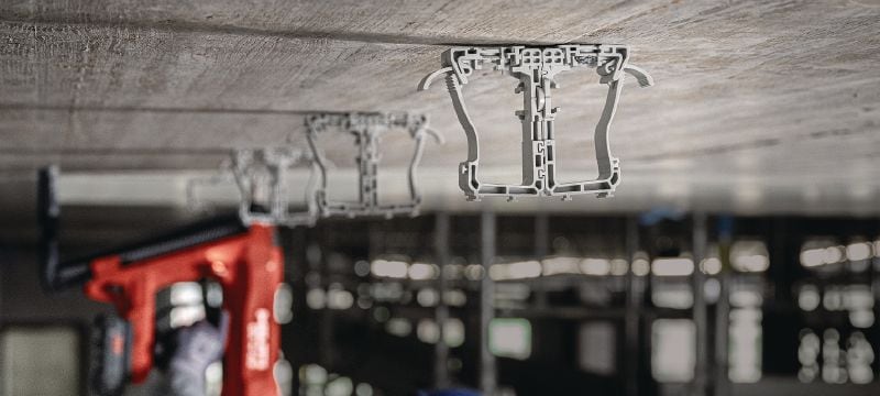 X-ECH MX (02) Στήριγμα καλωδίων Πλαστικό στήριγμα καλωδίων σε δεσμίδα για καρφιά σε δεσμίδα και συμβατότητα με ευρεία ποικιλία μεθόδων στήριξης και υλικών βάσης Εφαρμογές 1