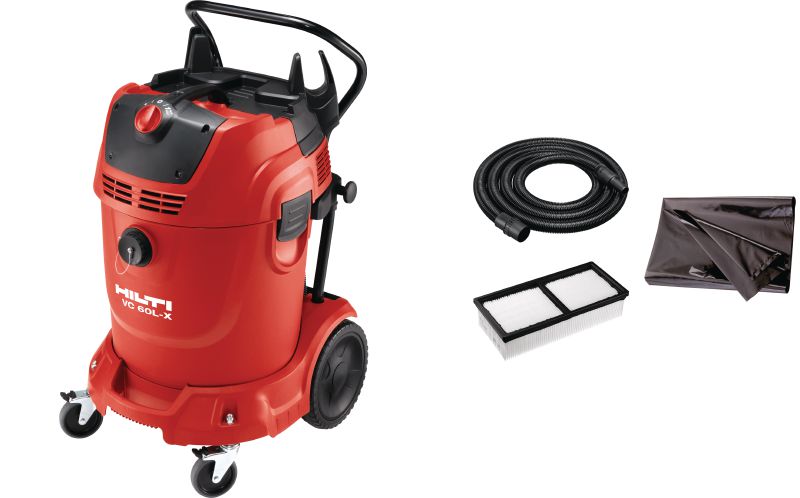 Ηλεκτρική σκούπα VC 60L-X κατηγορίας L Πανίσχυρη ηλεκτρική σκούπα για σύνδεση με ηλεκτρικά εργαλεία και καθαρισμό εργοταξίου (υγρό και στεγνό), με δοχείο 60 λίτρων