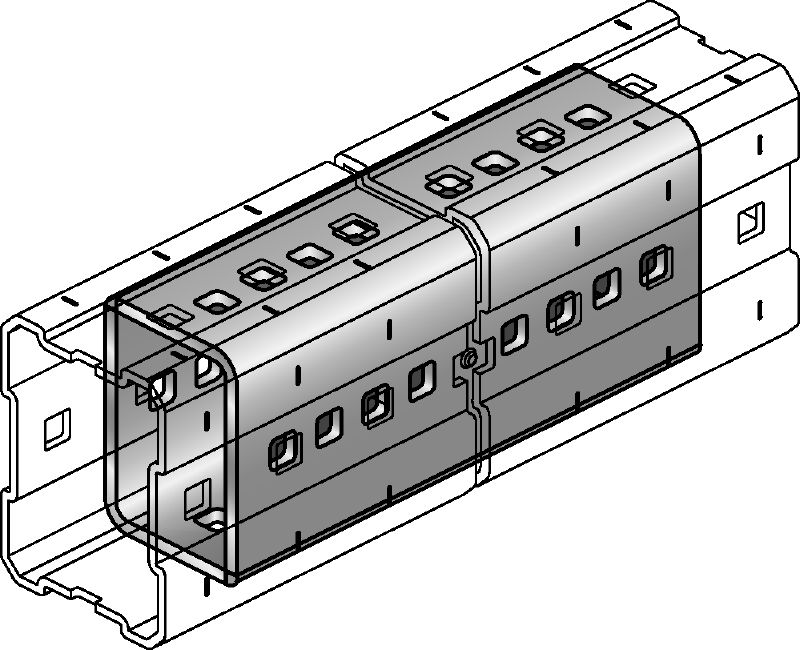 Συνδετήρας MIC-E Συνδετήρας γαλβανισμένος με εμβάπτιση εν θερμώ (HDG) που χρησιμοποιείται για τη στερέωση δοκών MI κατά τη διαμήκη διεύθυνση για μεγάλα ανοίγματα σε εφαρμογές βαρέος τύπου
