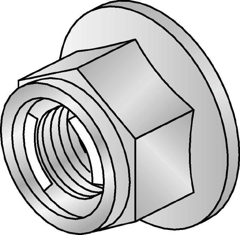 Εξαγωνικό περικόχλιο M12-F-SL-WS 3/4 Θερμογαλβανισμένο εξαγωνικό περικόχλιο (HDG) με μηχανισμό αυτόματου κλειδώματος που χρησιμοποιείται με όλους τους συνδετήρες MI