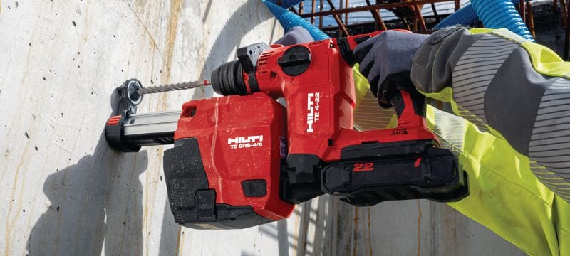 TE DRS 4/6 Σύστημα συλλογής σκόνης Ενσωματωμένο σύστημα σκούπας για εύκολη συλλογή σκόνης κατά τη διάτρηση ή το καλέμισμα με τα περιστροφικά κρουστικά δράπανα μπαταρίας TE 4-22 και TE 6-22 Εφαρμογές 1