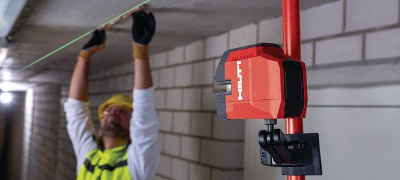 PM 20-CG Laser κατακορύφωσης και γραμμής Laser combi πράσινης δέσμης με 2 γραμμές και 4 σημεία για κατακορύφωση, οριζοντίωση, ευθυγράμμιση και ορθογωνισμό Εφαρμογές 1