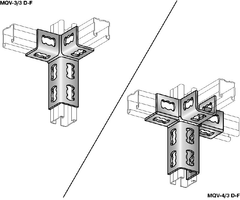 Συνδετήρας καναλιού MQV-3D-F Συνδετήρας καναλιού, γαλβανισμένος με εμβάπτιση εν θερμών (HDG) για τρισδιάστατες κατασκευές