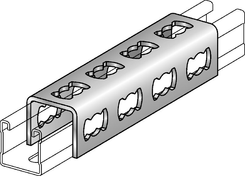 Πείροι Σύνδεσης MQV-F Συνδετήρας καναλιού, γαλβανισμένος με εμβάπτιση εν θερμώ, που χρησιμοποιείται ως διαμήκες εξάρτημα επέκτασης για κανάλια ορθοστατών MQ
