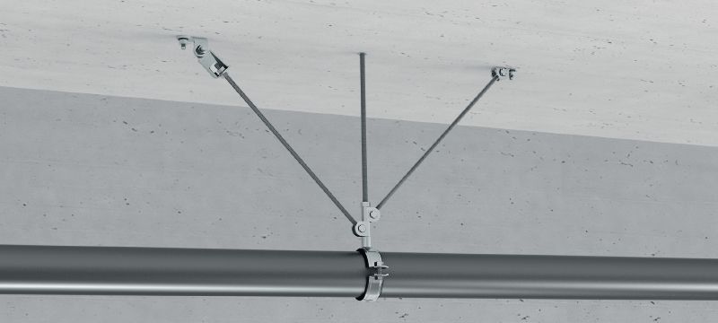 MT-S-CH Αντισεισμικός στροφέας ράβδου Γαλβανισμένος, προσυναρμολογημένος συνδετήρας ντίζας με αντιστήριξη, με αυξημένη φέρουσα ικανότητα για στερέωση σε υλικό βάσης Εφαρμογές 1
