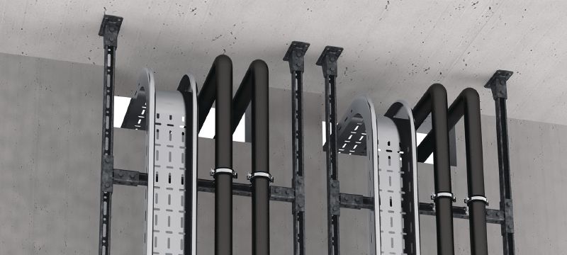 MT-C-T/2 FL OC Προσυναρμολογημένος συνδετήρας τύπου ταυ Κόμβος με προσυναρμολογημένο παξιμάδι και κοχλία αγκύρωσης Fast-Lock για τη συναρμολόγηση καναλιών ορθοστάτη σε σχήμα Τ, για εξωτερική χρήση με χαμηλή ρύπανση Εφαρμογές 1