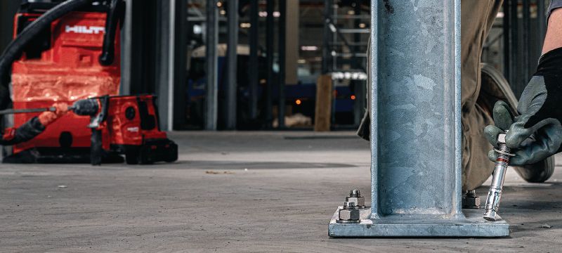 Σφήνα από ανοξείδωτο χάλυβα HST4-R DN Το εκτονούμενο αγκύριο βέλτιστης απόδοσης για την παραλαβή υψηλών στατικών/σεισμικών φορτίων σε ρηγματωμένο σκυρόδεμα (ανοξείδωτος χάλυβα, θολωτό παξιμάδι) Εφαρμογές 1
