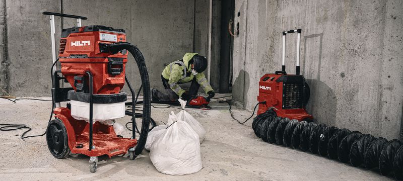 Σκούπα VC 40MX-CB με συνεχή σακούλα κατηγορίας M Πανίσχυρη σκούπα για σύνδεση με εργαλεία και καθαρισμό εργοταξίου (υγρό και στεγνό), με σύστημα συνεχούς σακούλας Εφαρμογές 1