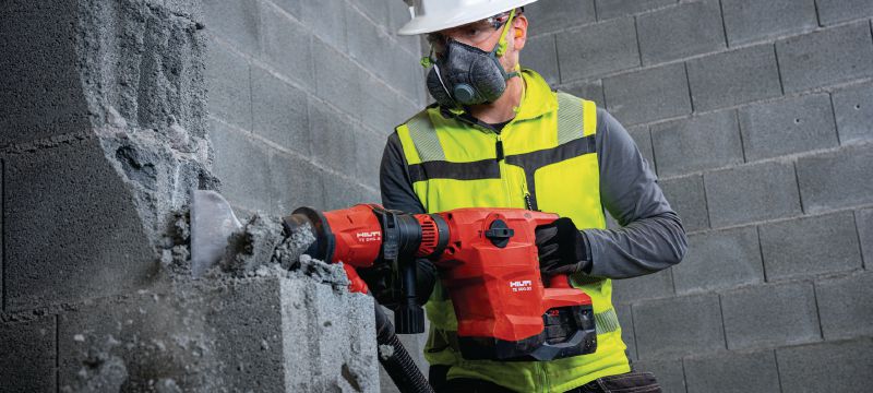 TE 500-22 SDS-Max Πιστολέτο αποκοπής μπαταρίας Πιστολέτο κατεδάφισης και αποκοπής μπαταρίας SDS Max (TE-Y) με ενεργή απορρόφηση κραδασμών για καλέμισμα σε σκυρόδεμα ή τοιχοποιία (πλατφόρμα μπαταριών Nuron) Εφαρμογές 1